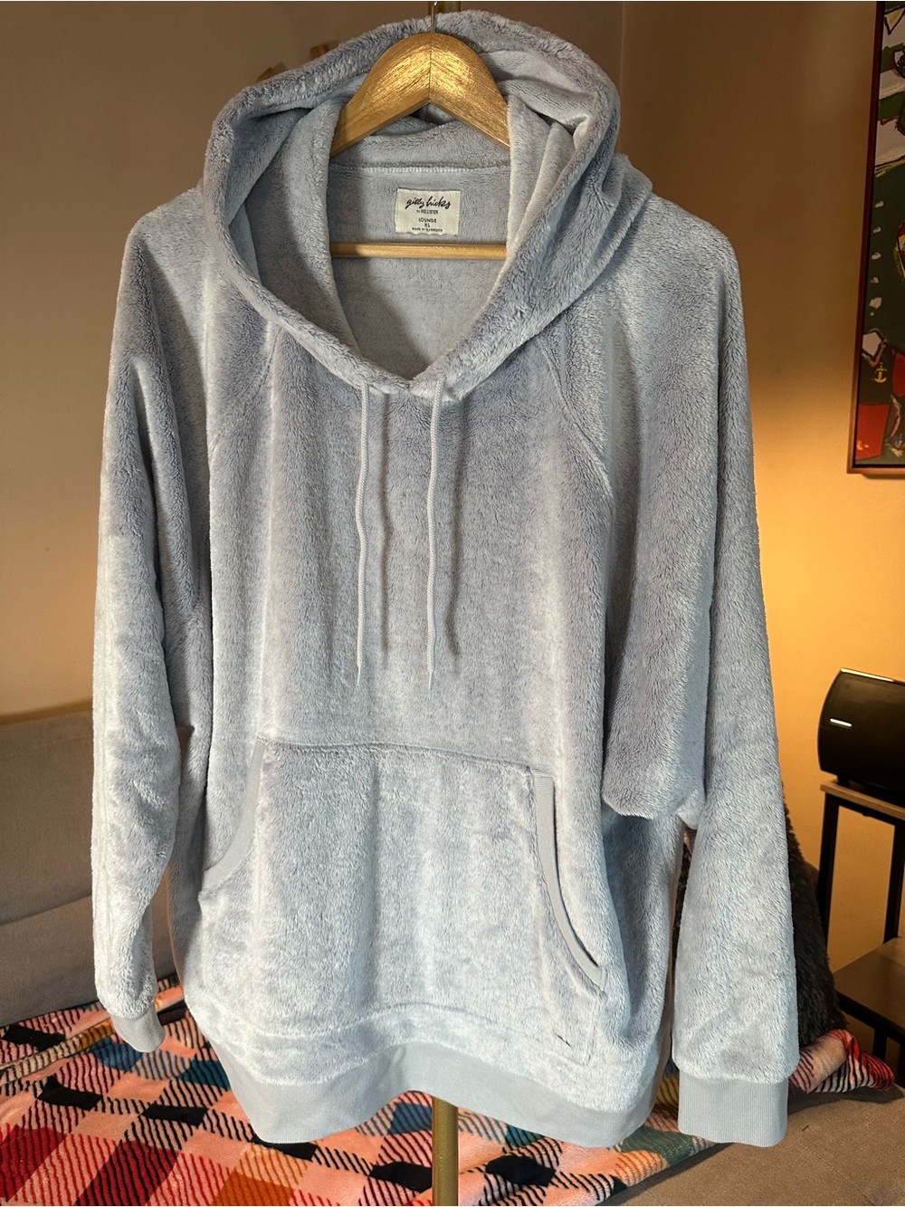 Gilly Hicks Plush Sherpa Teddy Hooded Pullover - Light Grey
